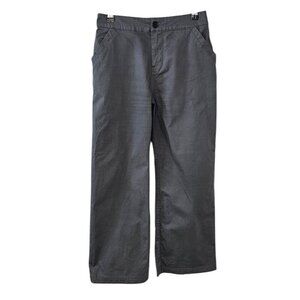 PACT Womens Organic Cotton Wide Leg Chino High Rise Pants, Crop,Grey, Size Small